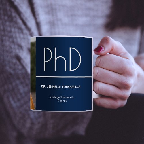 PhD Degree Blue White Graduation Keepsake Mug